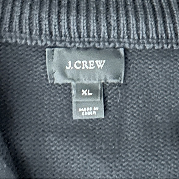 J. Crew Cashmere Cotton Blend 1/4 Zip Pop On knit Black Sweater Men Size XL - Picture 6 of 6